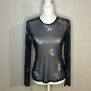 RM Rebecca Minkoff sheer black floral pullover womens size Medium